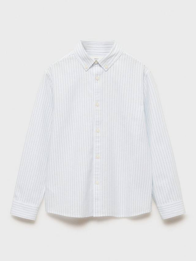 Детская хлопковая полосатая рубашка с длинными рукавами Oxford Mango, Turquoise - Aqua — фото 3