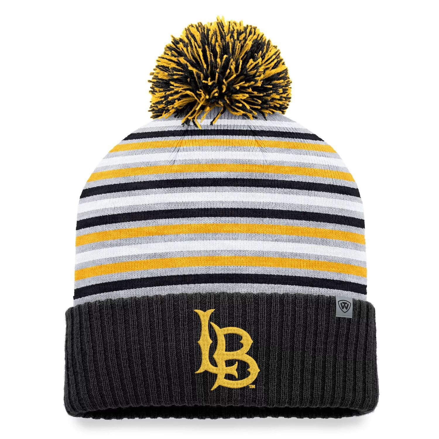 

Мужская вязаная шапка Top of the World Black Cal State Long Beach The Beach Dash с манжетами и помпоном