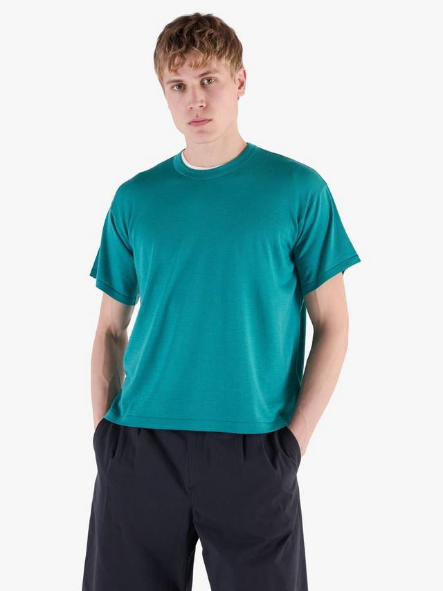 

Футболка свободного кроя из мериноса John Smedley, цвет Oceanteal/Misty Rose