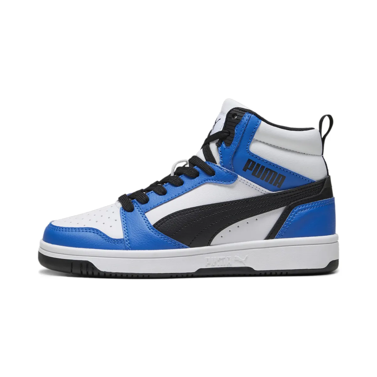 Кроссовки PUMA "REBOUND V6 MID JR", цвет Puma White- Puma Black-Racing Blue — фото 2