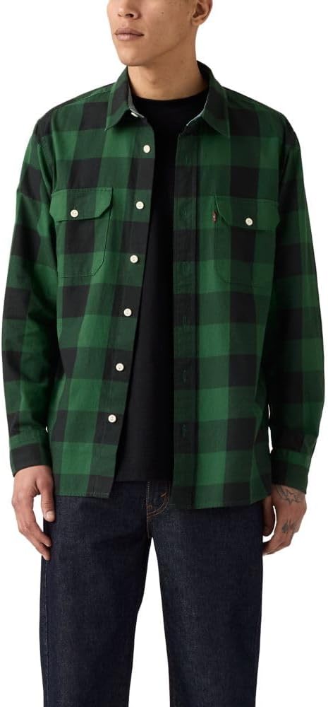 

Мужская классическая рубашка Levi's с длинным рукавом, (New) Albany Plaid Dark Green Twill