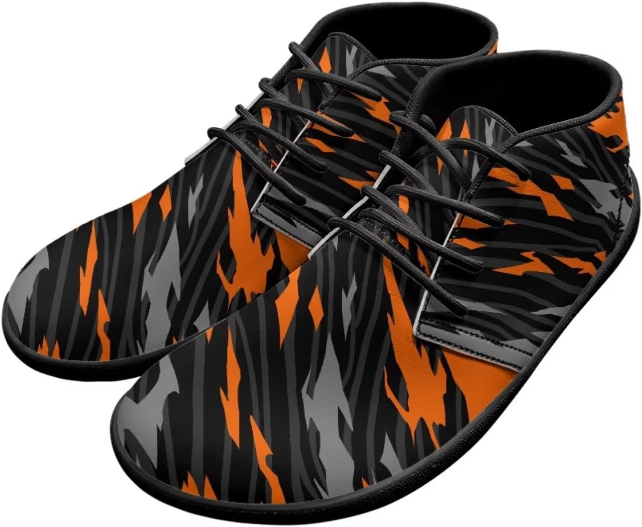 

Мужские кожаные кроссовки Forchrinse с принтом американского флага, модные полуботинки средней посадки для ходьбы, туфли для мужчин и мальчиков, ботинки Чакка, водонепроницаемые, черный/оранжевый