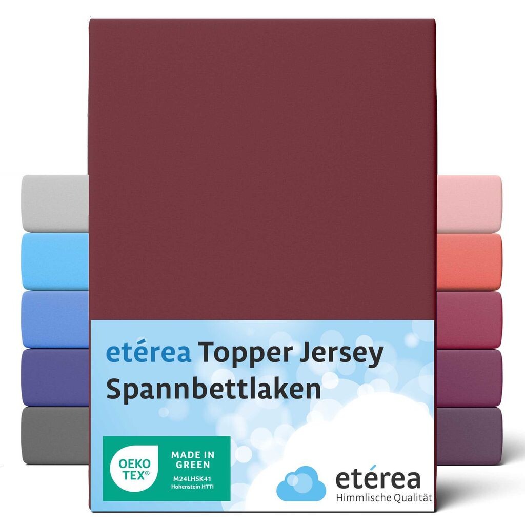 

ETÉREA Джерси-топпер Простыня 90x200см - 100x200 - 100% ХЛОПОК - Простыня Простыня 90x200см - 100x200 Наматрасник - Комфортная простыня Топпер Хлопок - OEKOTEX - Bordeaux Etérea Himmlische Qualität