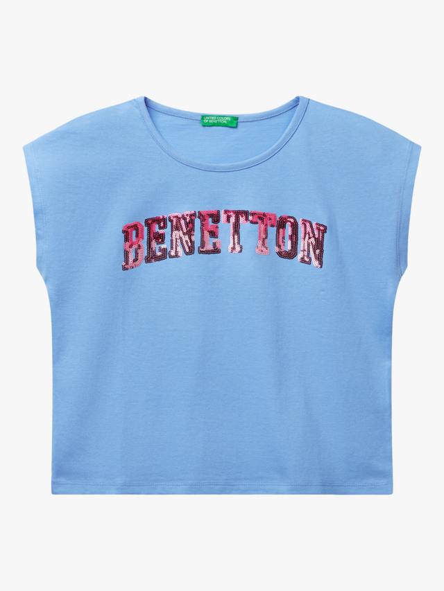 

Детская футболка без рукавов с блестками и вышивкой Benetton, Periwinkle