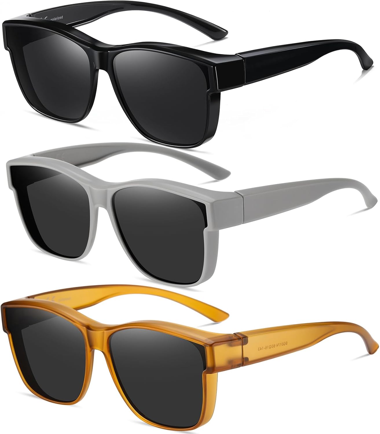 

Поляризованные солнцезащитные очки Wzerry для женщин, надеваемые поверх обычных очков, защита UV400, для вождения и активного отдыха, 3 шт. (Black/Grey, Dark Grey/Grey, Dark Brown/Grey)