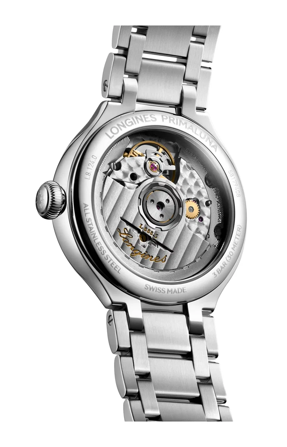 Лонжин Прималуна - L8.124.0.71.6 LONGINES, серебряный — фото 4