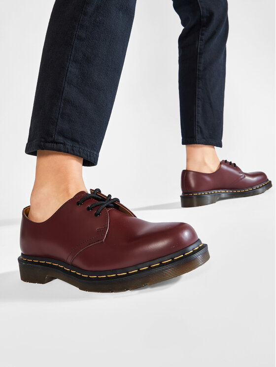 Туфли кожаные Dr. Martens 1461 на шнуровке, красный — фото 2