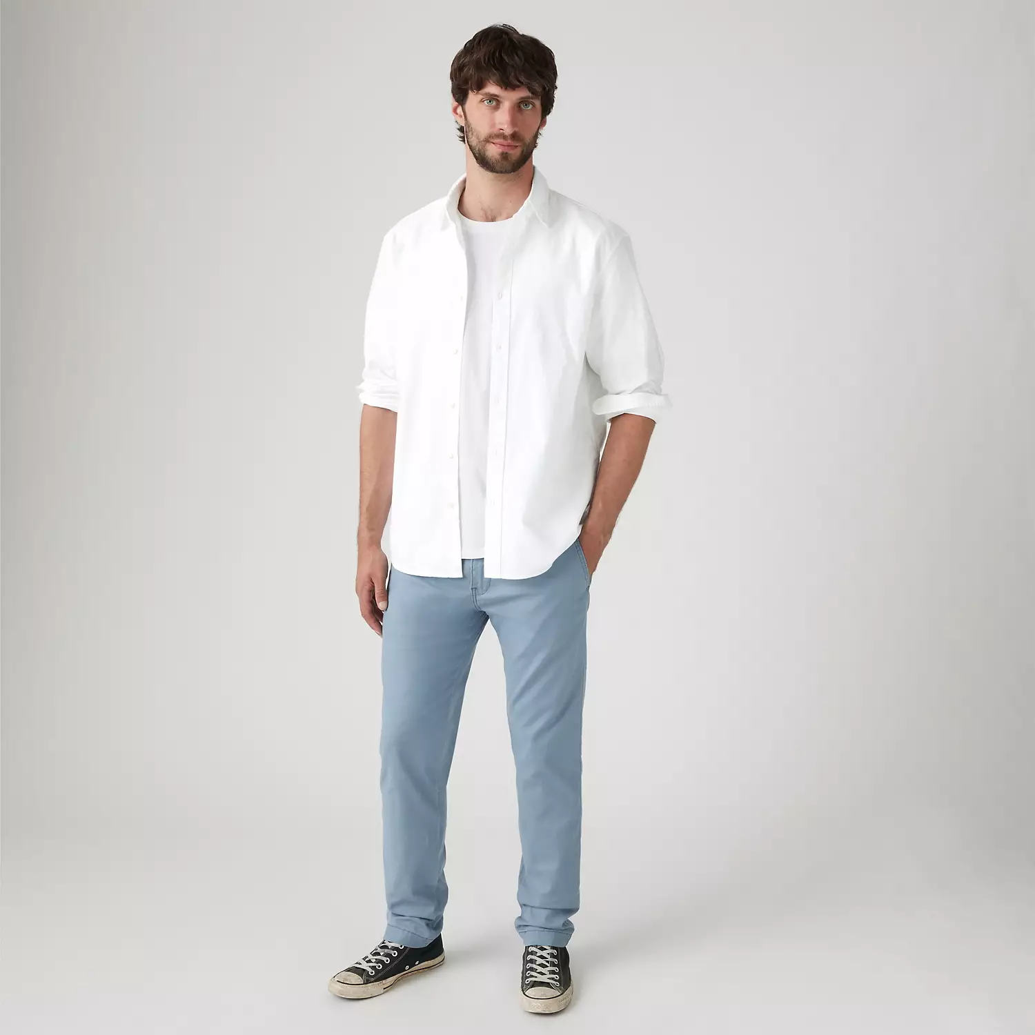 

Мужские брюки Levi's XX Chino Standard Taper Fit из хлопка и льна, цвет Steam Blue - Blue
