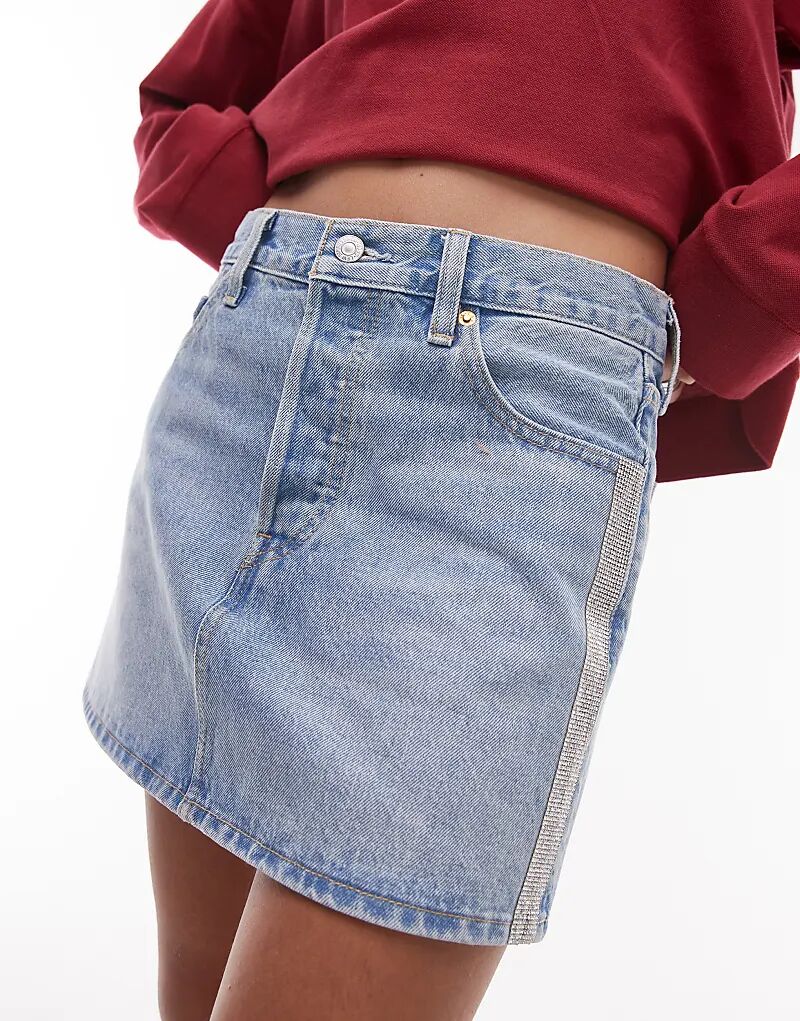 

Юбка из денима Levi's Icon светло-голубого цвета с декоративным узором