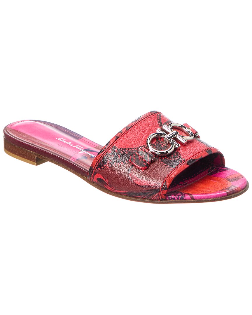 Феррагамо Gancini кожаные сандалии Salvatore Ferragamo, красный