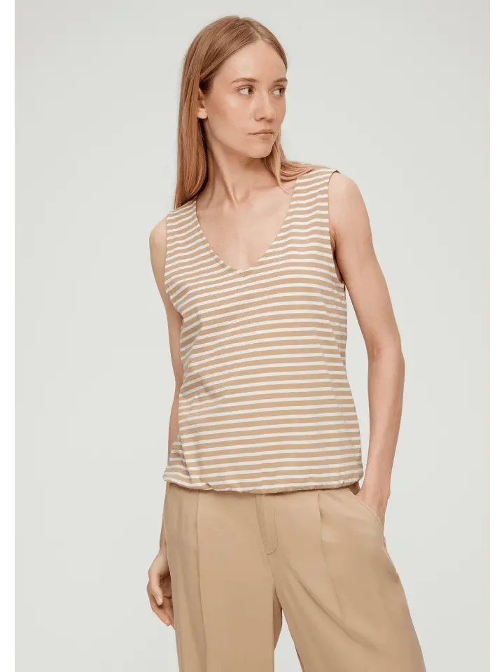 

Футболка sOliver keine Ärmellänge, цвет beige-weiß
