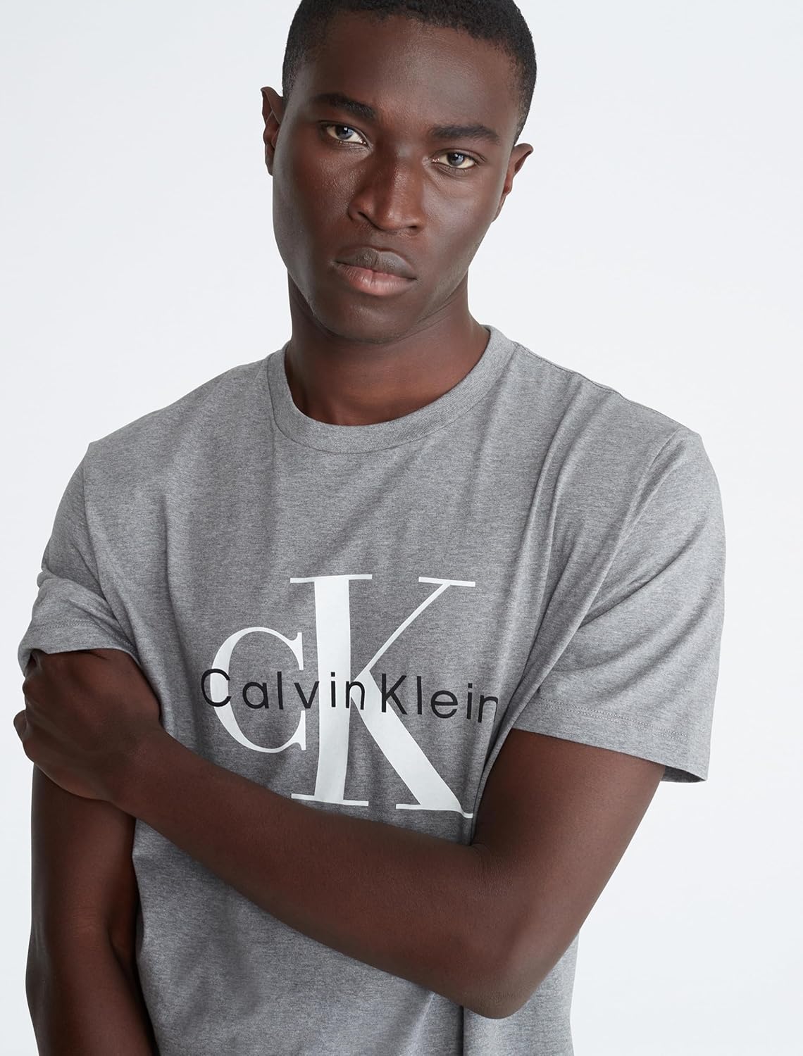 Мужская футболка с круглым вырезом и монограммой Calvin Klein, Medium Grey Hea — фото 3