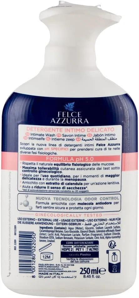 Набор из 6 деликатных средств для интимной гигиены Paglieri Felce Azzurra с календулой, pH 5.0, 250 мл Felce Azzurra — фото 3
