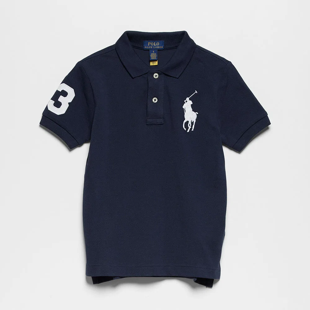 Детская хлопковая футболка-поло Big Pony тёмно-синяя от Polo Ralph Lauren Children