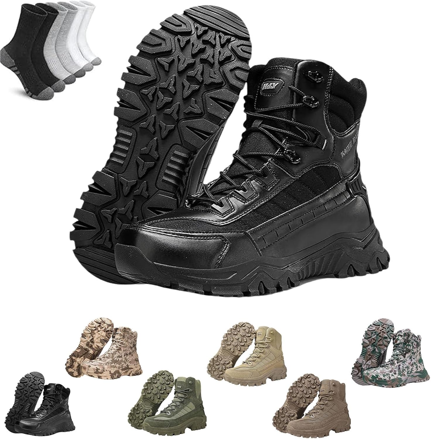 

Мужские ортопедические ботинки с защитой от проколов, водонепроницаемые, противоушибочные, походные, износостойкие и долговечные Generic, черный