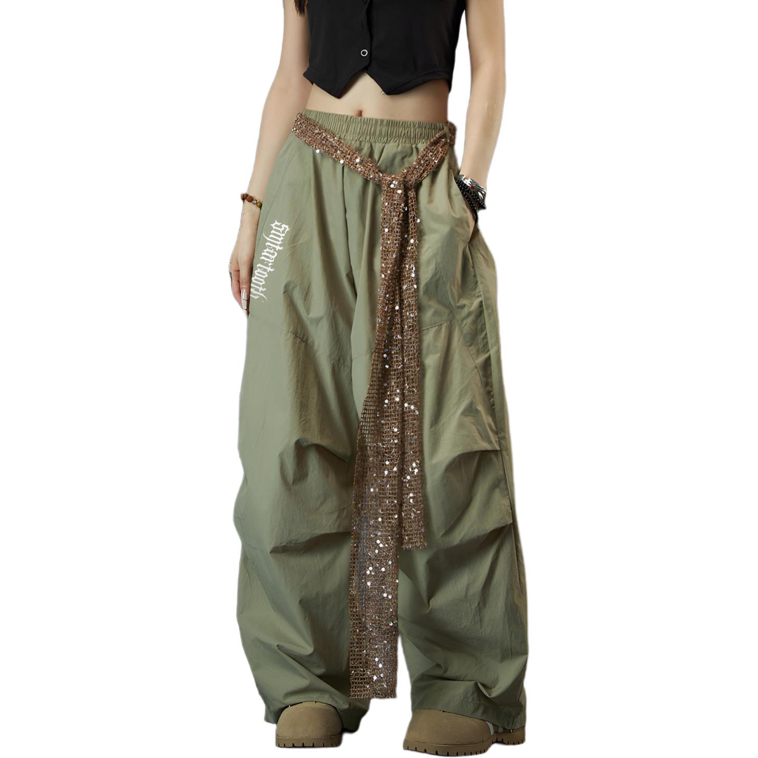 

Женские повседневные брюки NEVER RULE, хаки[comes with belt]