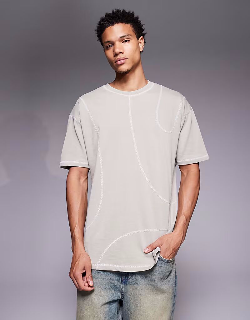 

Футболка свободного кроя с необработанными краями и эмблемой бежевого цвета Liquor N Poker, Бежевый, Футболка свободного кроя с необработанными краями и эмблемой бежевого цвета Liquor N Poker