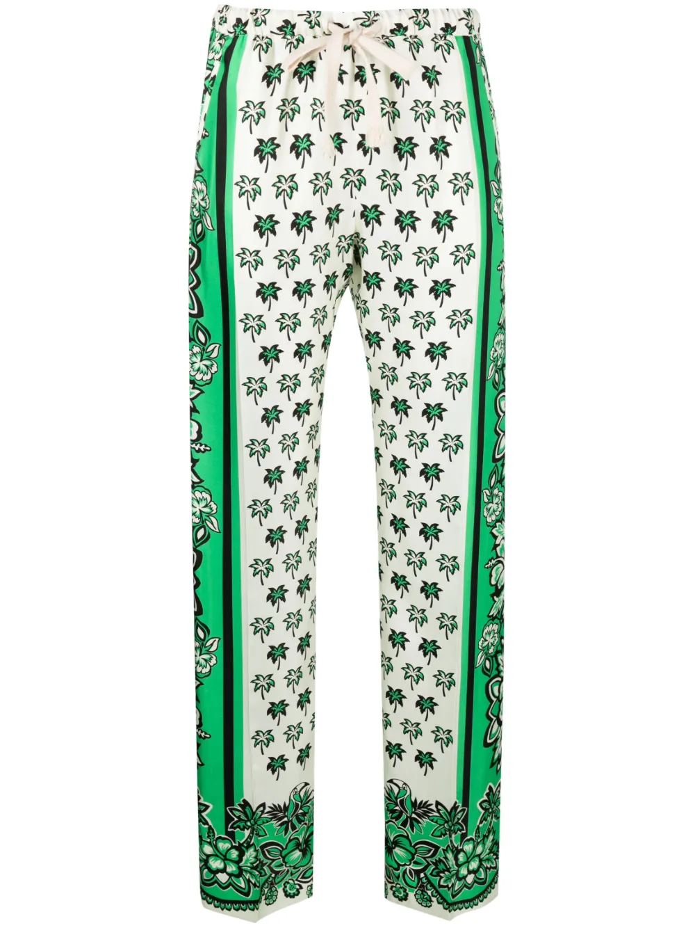 

Шелковые брюки с цветочным принтом VALENTINO GARAVANI, зеленый