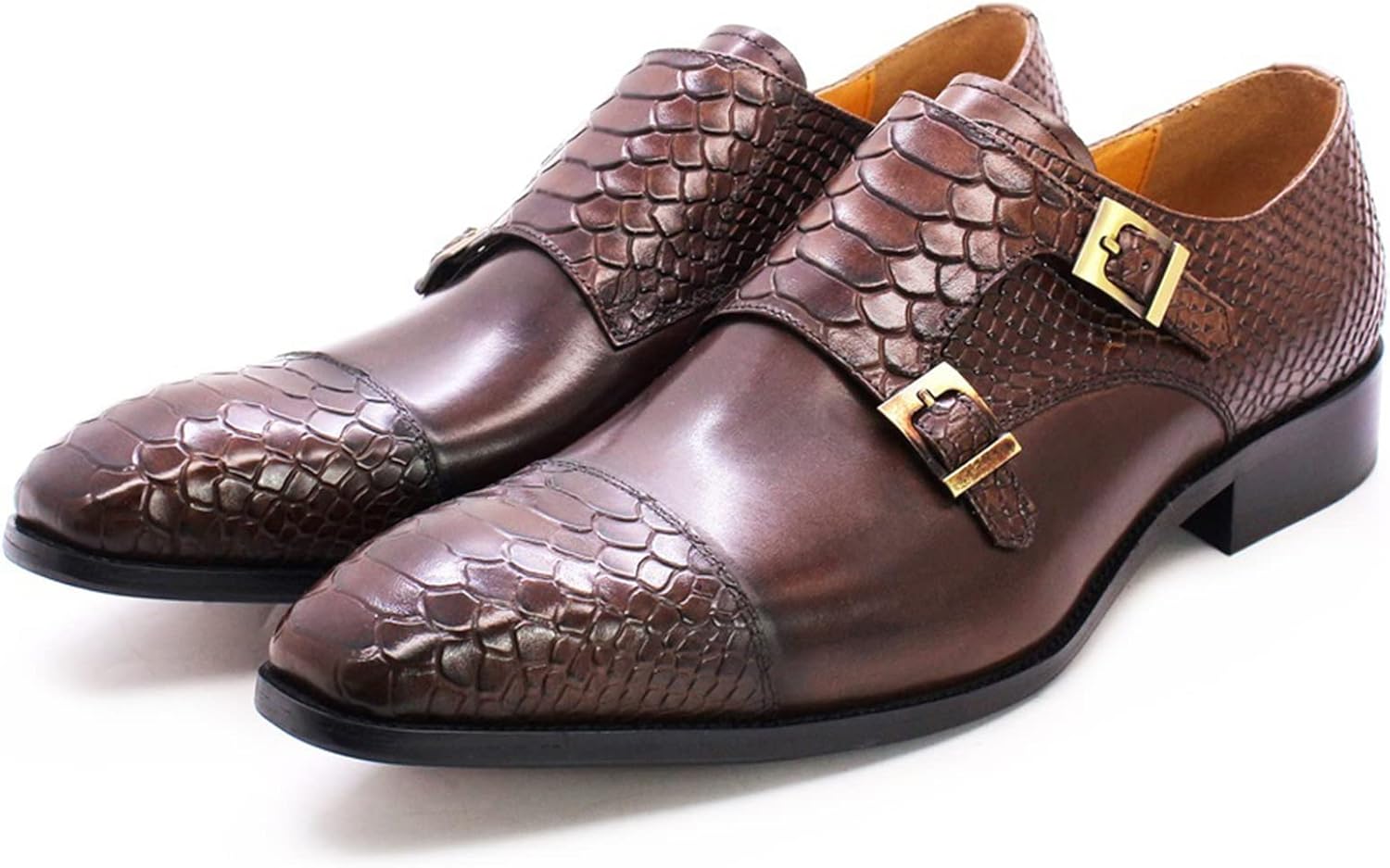 

Мужские лоферы TTiiLoe из натуральной кожи, слипоны-монки, броги для повседневной моды и работы (Цвет: коричневый, Размер: 42)