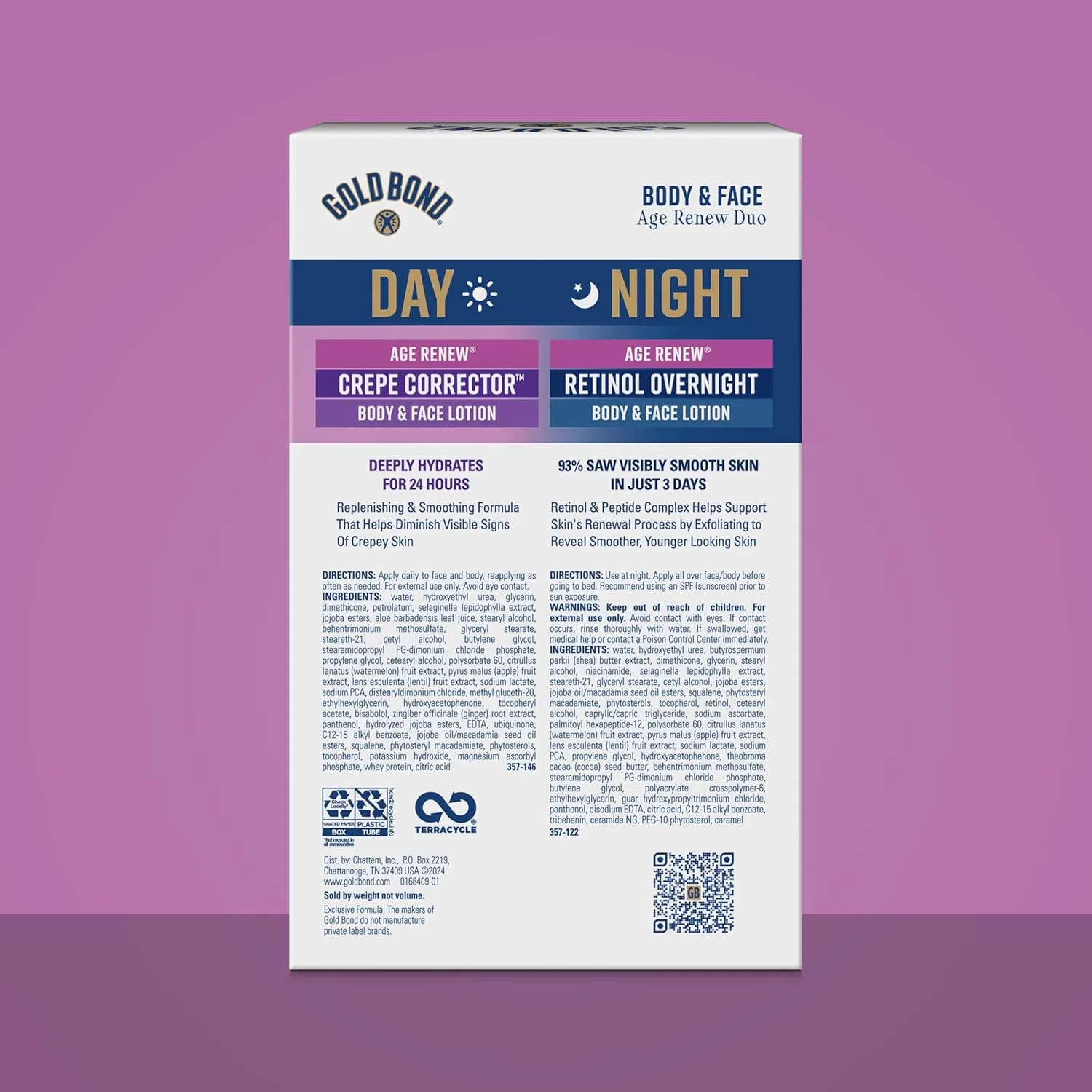 Набор для ухода за кожей лица и тела «Age Renew Day & Night Duo» от Gold Bond ‎Gold Bond — фото 2