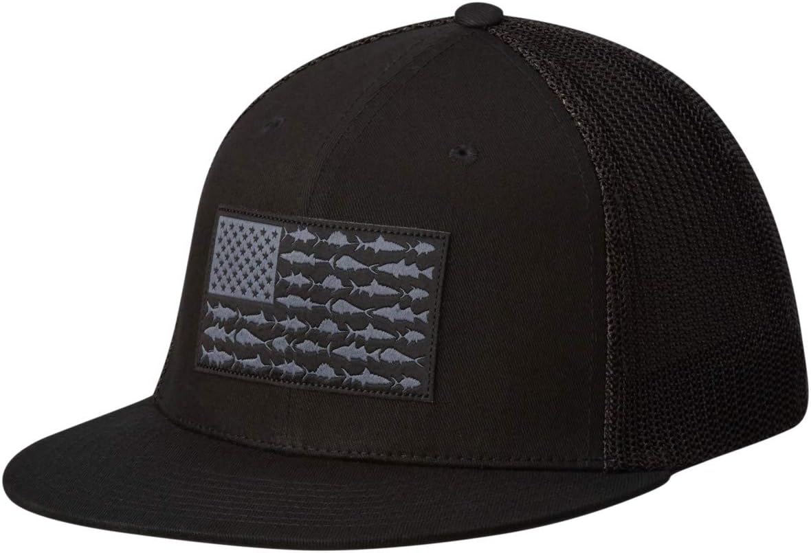 

Columbia Unisex-Adult PFG Mesh кепка с плоским козырьком, Black/Fish Flag