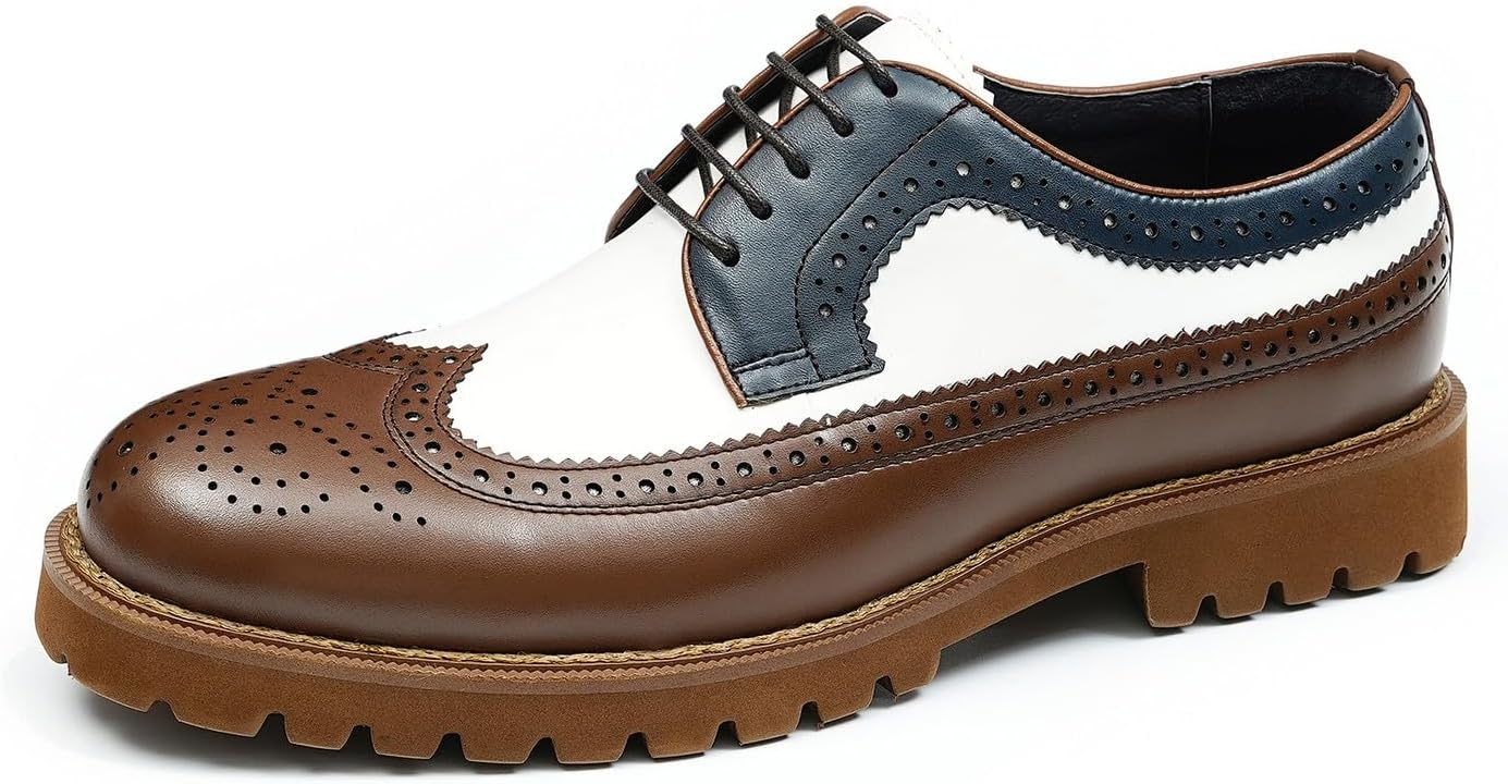 

Мужские оксфорды Santimon, формальные кожаные туфли с крыльями, оксфорды, модные, для бизнеса, свадьбы, выпускного, смокинга, повседневные дерби, прогулочные туфли для мужчин, белый