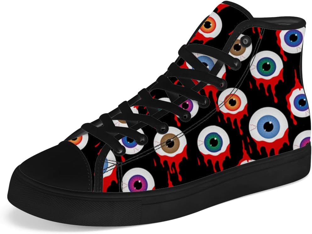 

Кеды на высокой подошве Chebing для мужчин и женщин с принтом глаз, высокие сандалии на шнуровке, повседневная обувь, черный