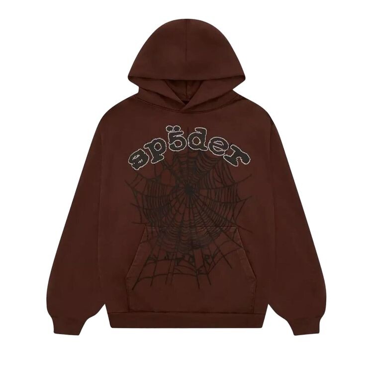 

Худи Sp5der x Travis Scott ComplexCon Exclusive Rhinestone Web Hoodie Brown, коричневый