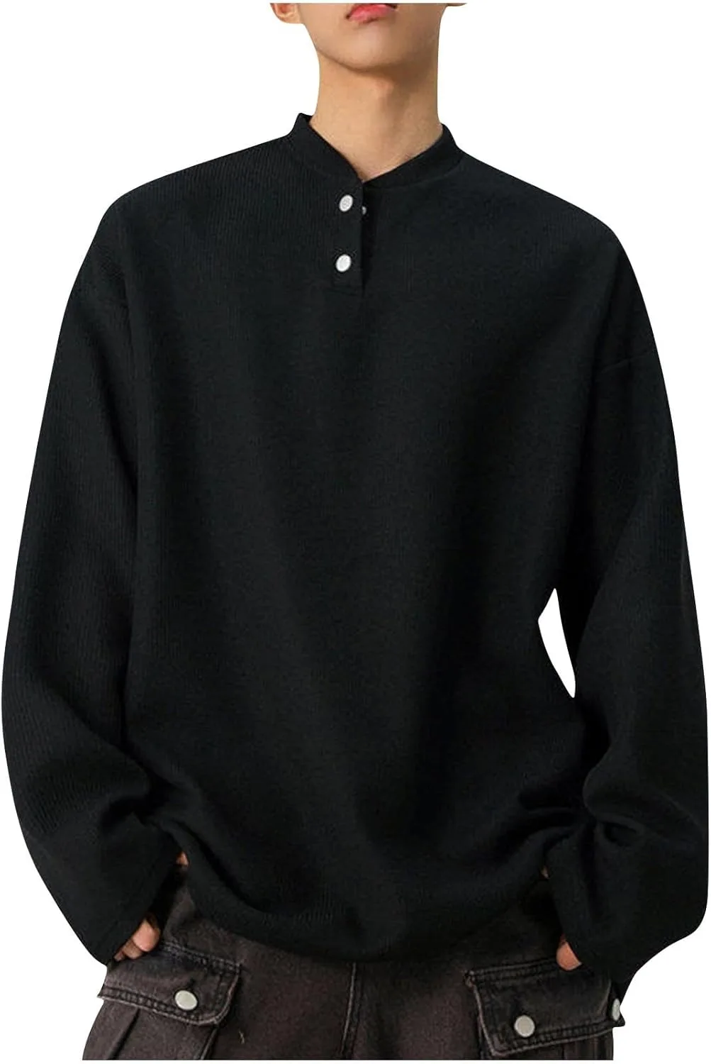 

Мужская футболка-поло с длинным рукавом и пониженным плечом, мягкая, однотонная