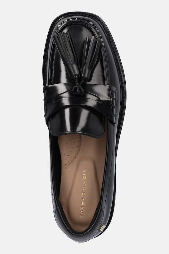 Кожаные мокасины TASSEL SQUARISH TOE LTHR LOAFER с кисточками и квадратным носком Tommy Hilfiger, черный — фото 4