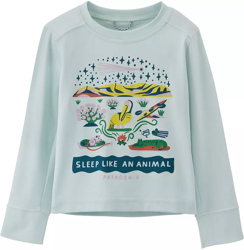 

Прохладная шелковая рубашка с длинными рукавами и UPF Patagonia Infants Capilene, цвет Shore Snore/Wispy Green