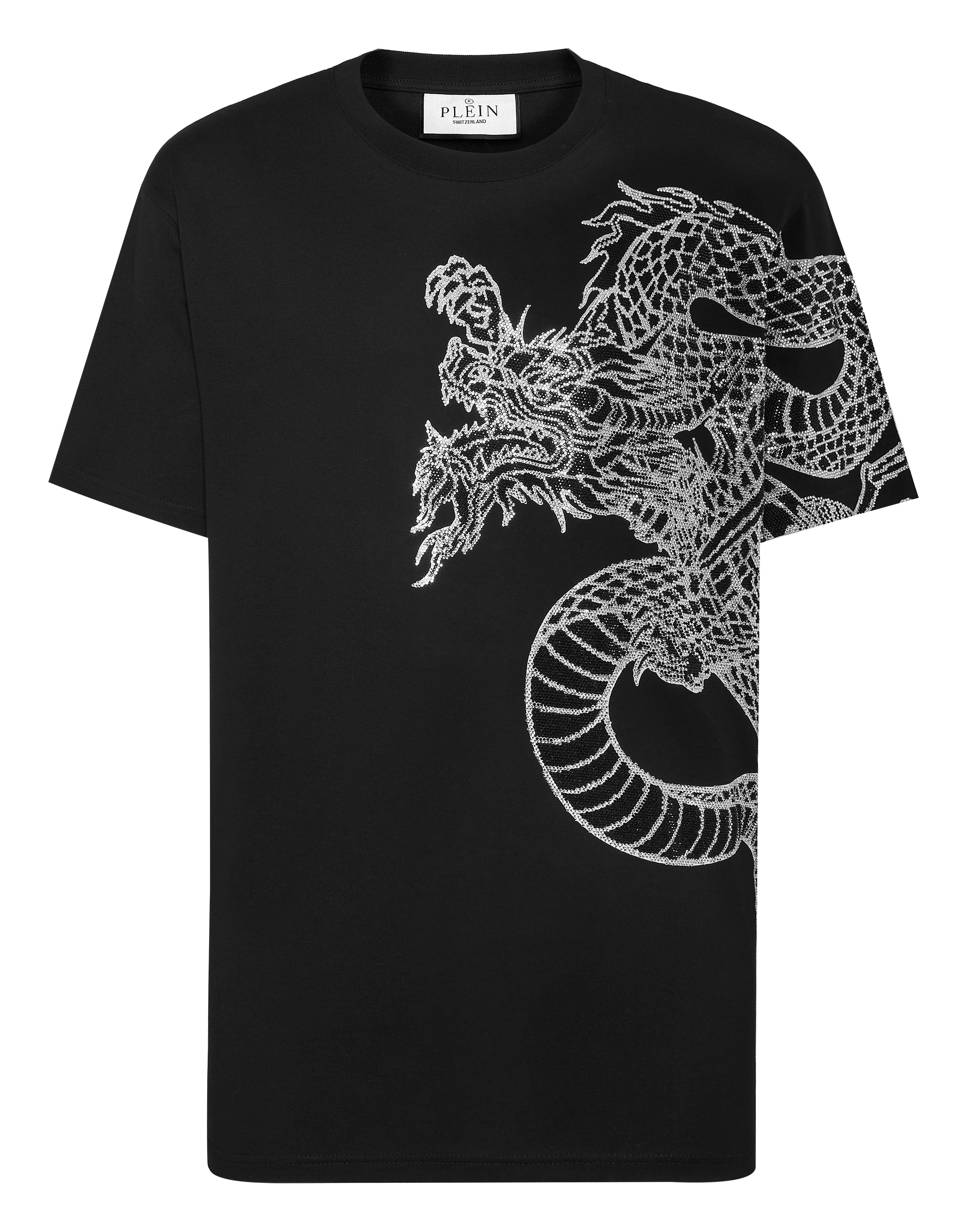 

Футболка с круглым вырезом SS Dragon Strass PHILIPP PLEIN, черный