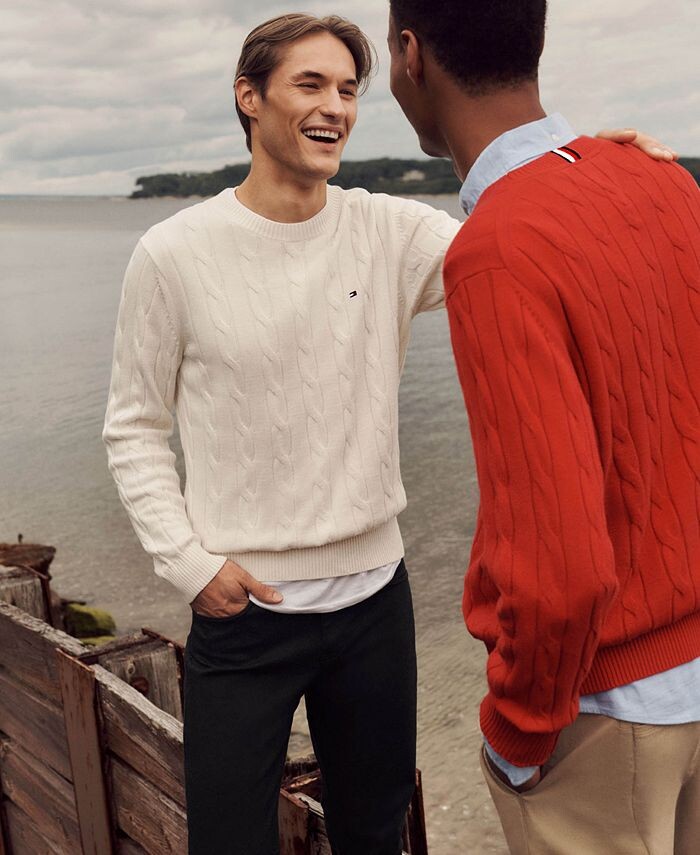 

Мужской классический свитер с круглым вырезом Tommy Hilfiger, белый