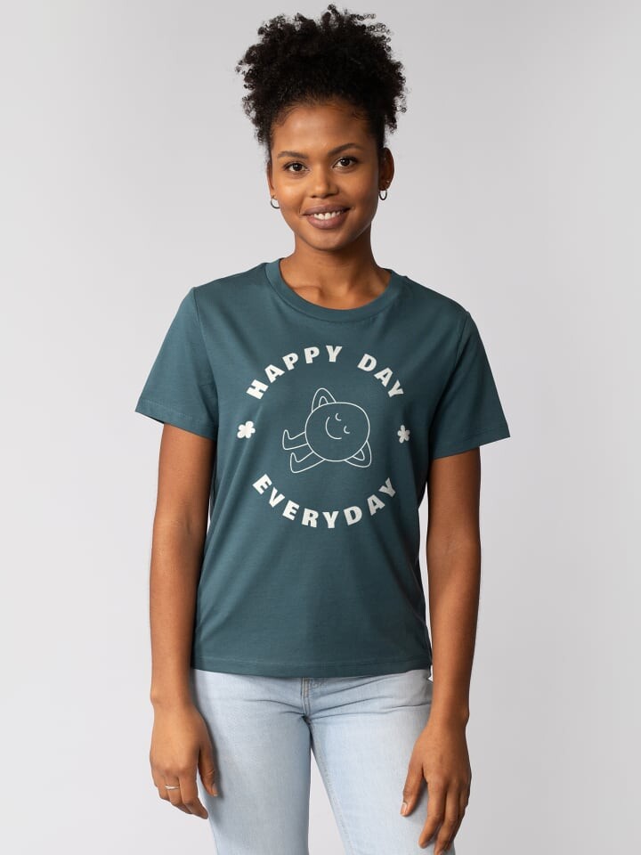 

Футболка wat Apparel T-Shirt Happy day everyday, цвет Petrol