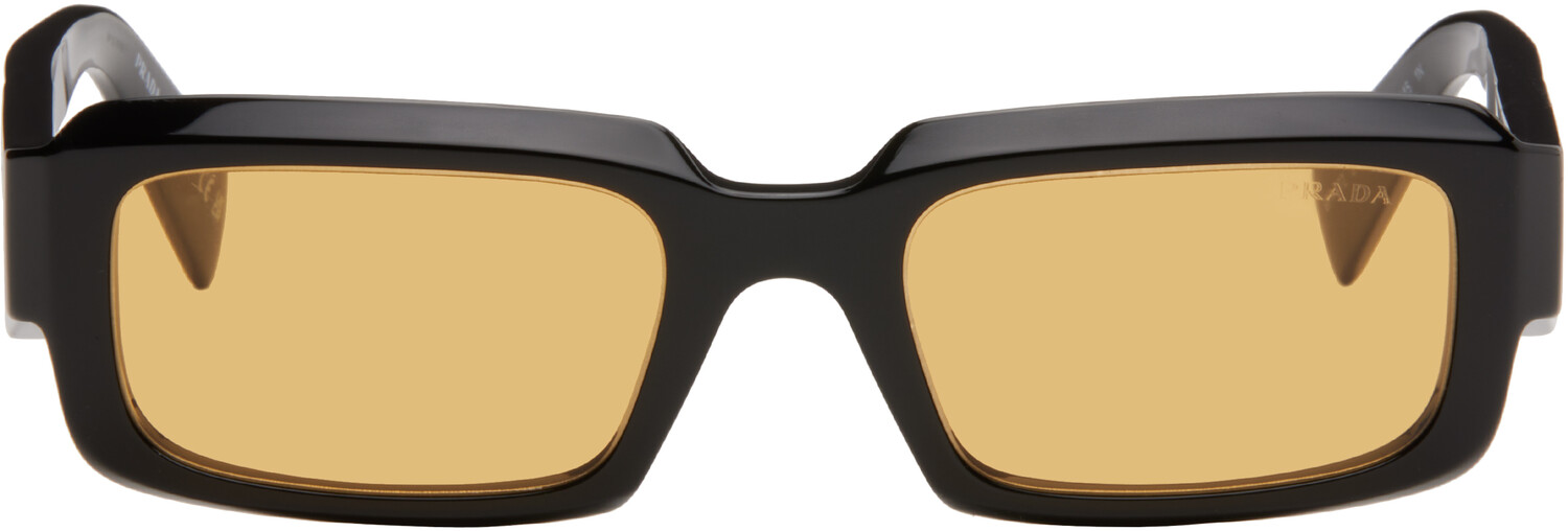 

Черные прямоугольные солнцезащитные очки из ацетата Prada Eyewear