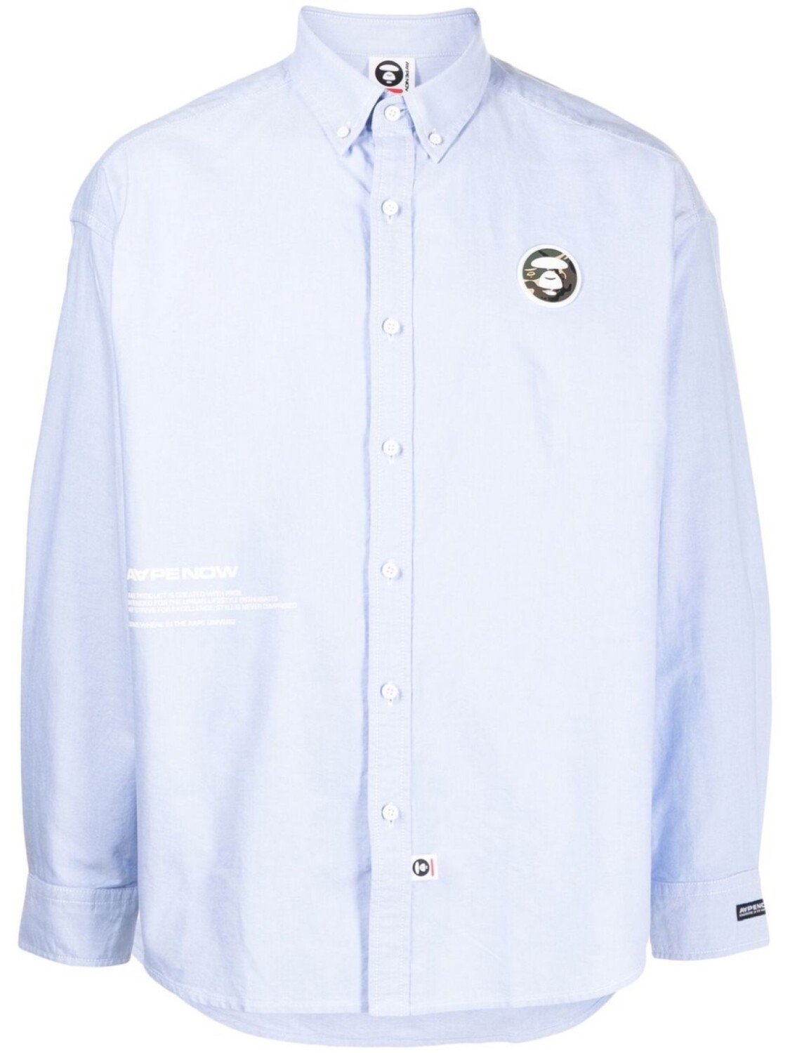 

A Bathing Ape рубашка с нашивкой-логотипом, синий