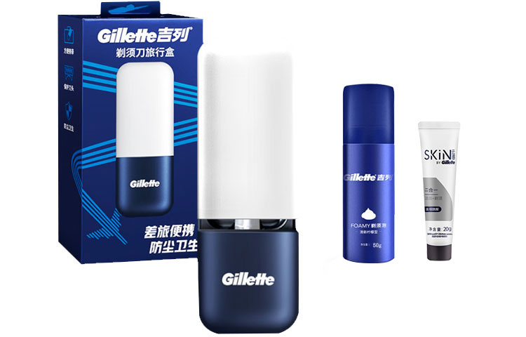 Магнитный дорожный футляр Gillette + мини-гель для бритья + уходовое средство, черный — фото 4