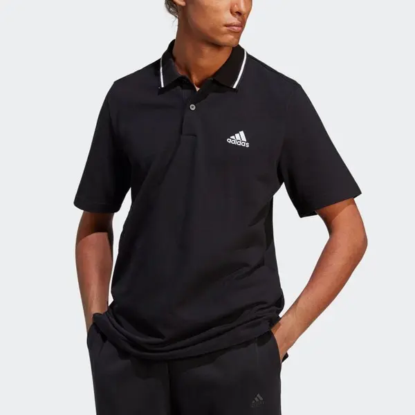 Футболка adidas Essentials Small Logo Polo Shirt 'Black', черный — фото 2