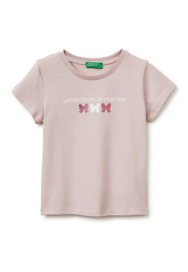 Футболка с блестящим принтом United Colors Of Benetton, розовая