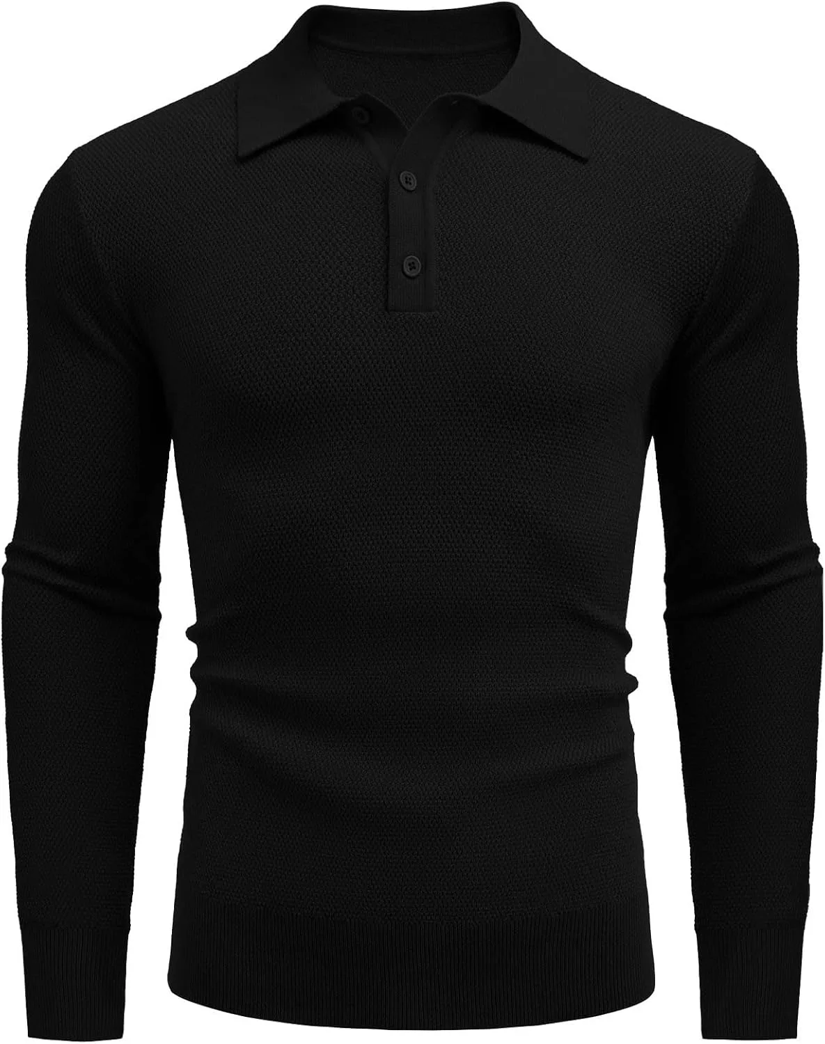 Мужской вязаный свитер Slim Fit с длинными рукавами и отложным воротником — фото 2