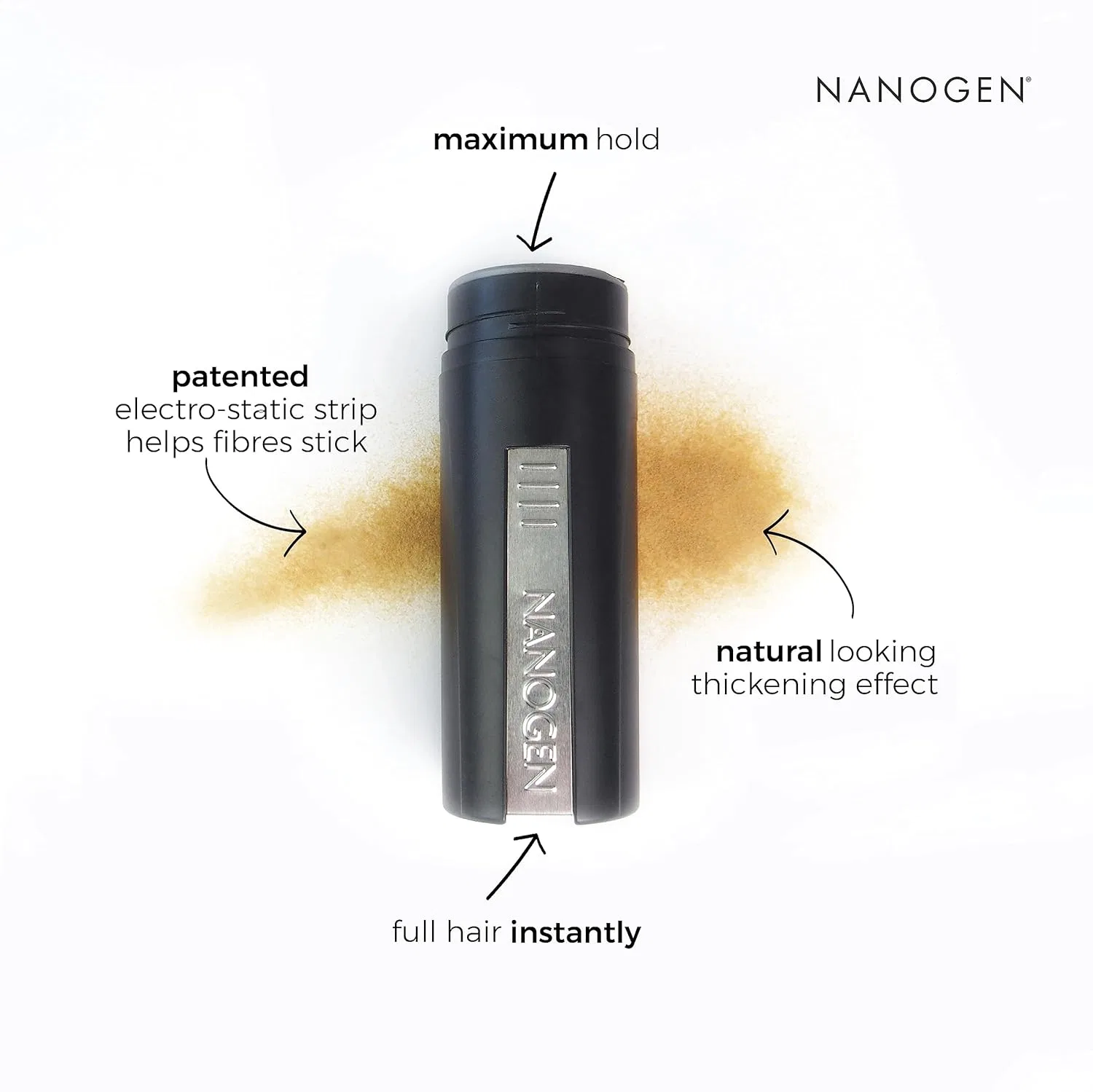 Волокна для утолщения волос Nanogen Keratin 30 г, белые Nanogen — фото 3