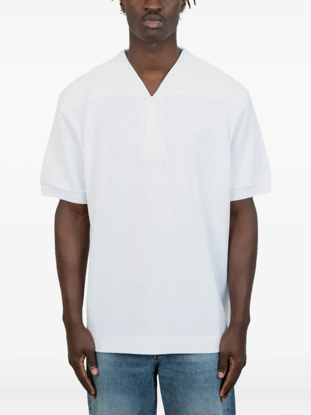 

Рубашка поло с V-образным вырезом и короткими рукавами Lacoste, белый