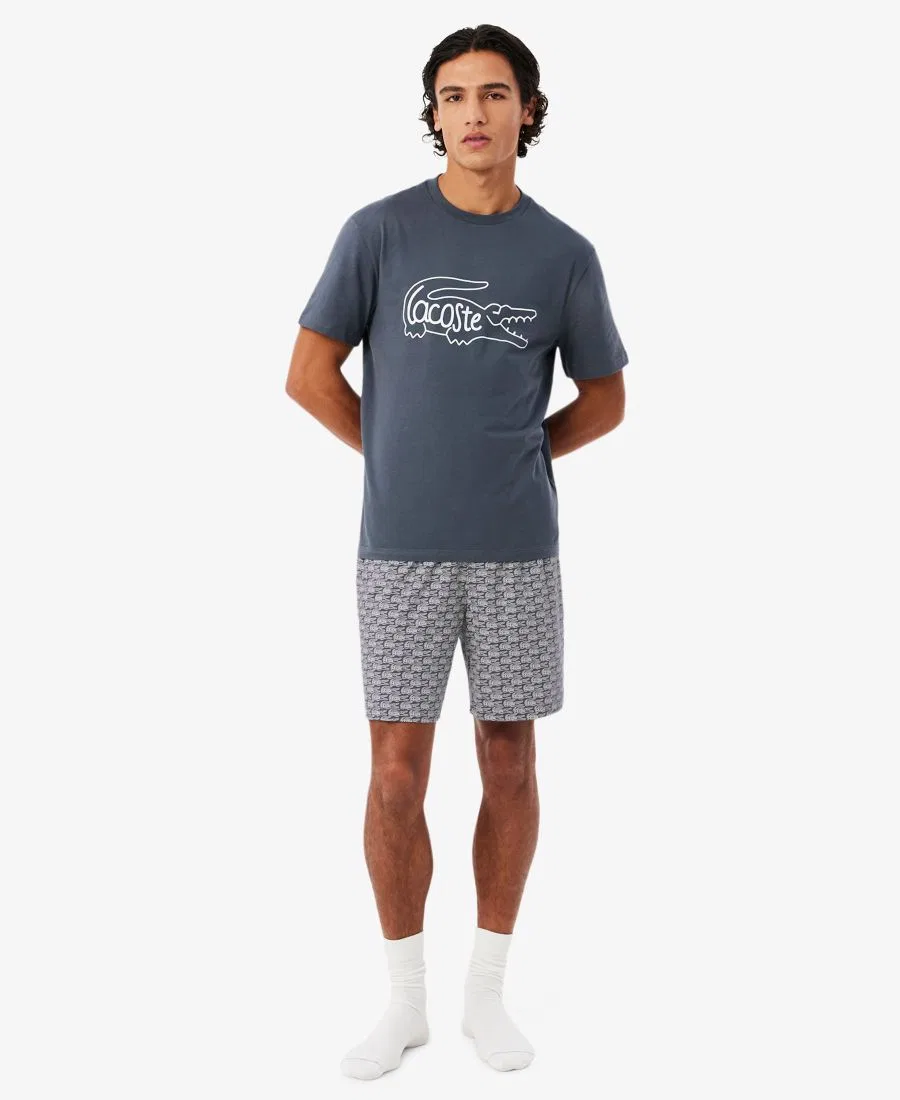 Комплект мужской Lacoste футболка и шорты, хлопок, белый