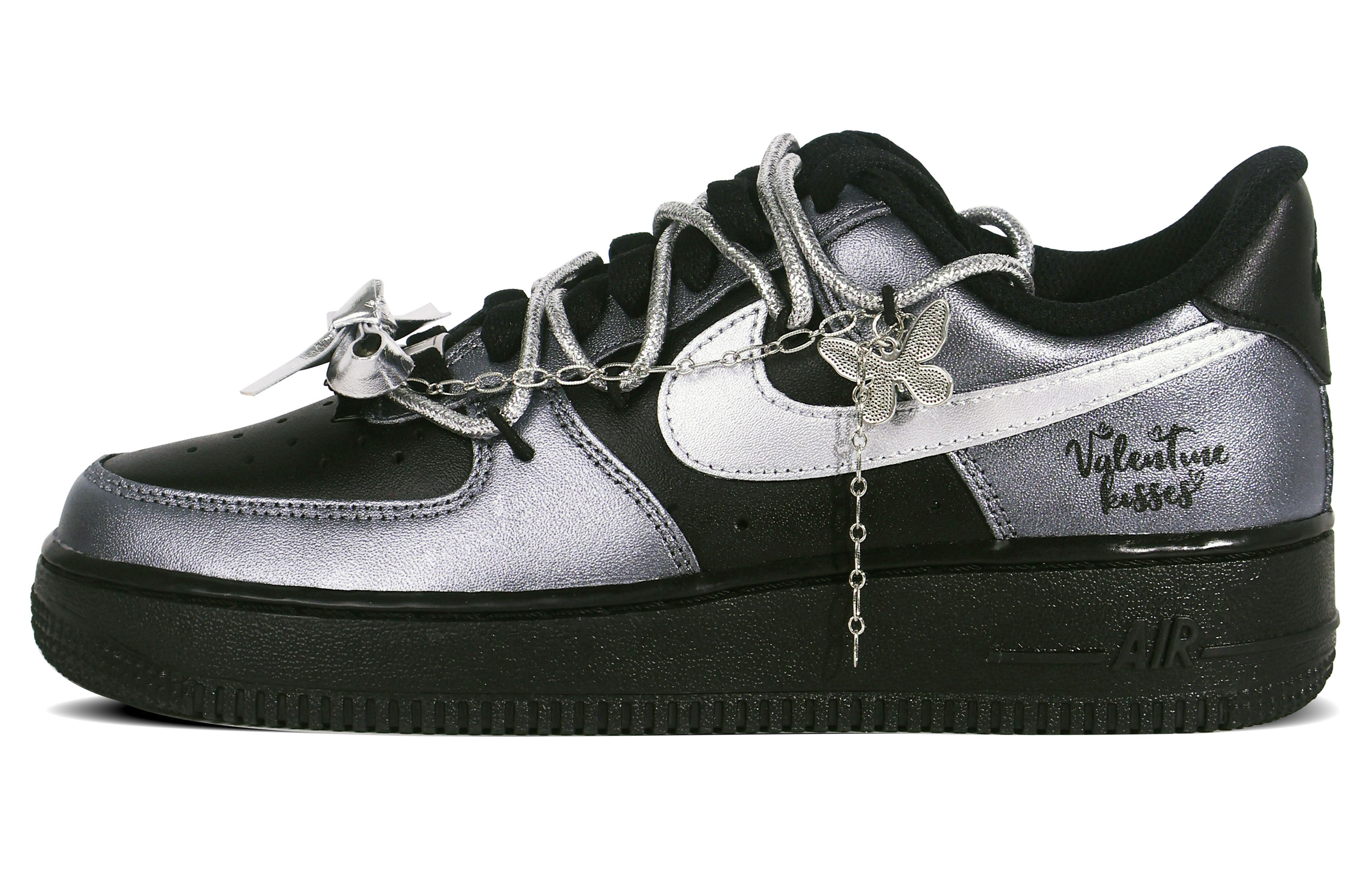 

Кроссовки Nike Air Force 1 Skateboarding Shoes Women's Low-top Silver, черный