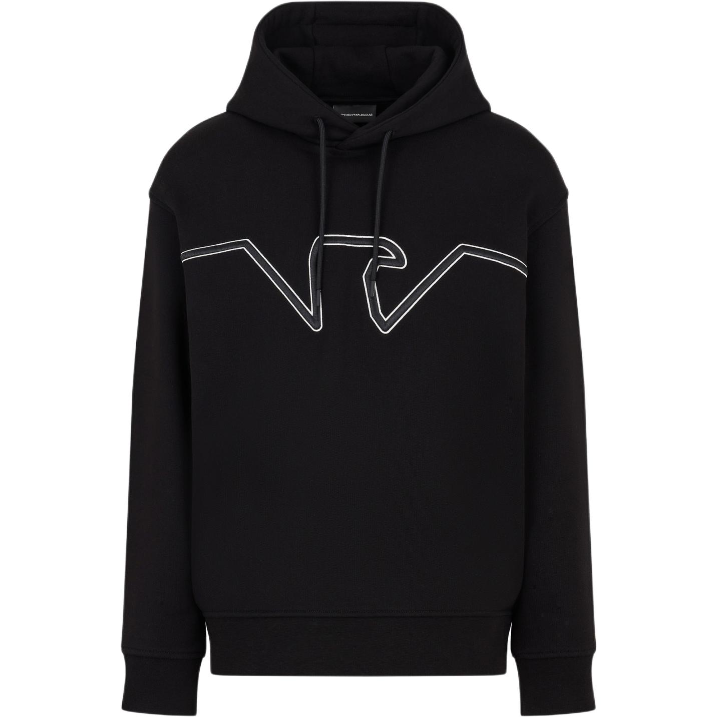 

Толстовка с капюшоном и тисненым объемным логотипом EMPORIO ARMANI, черный