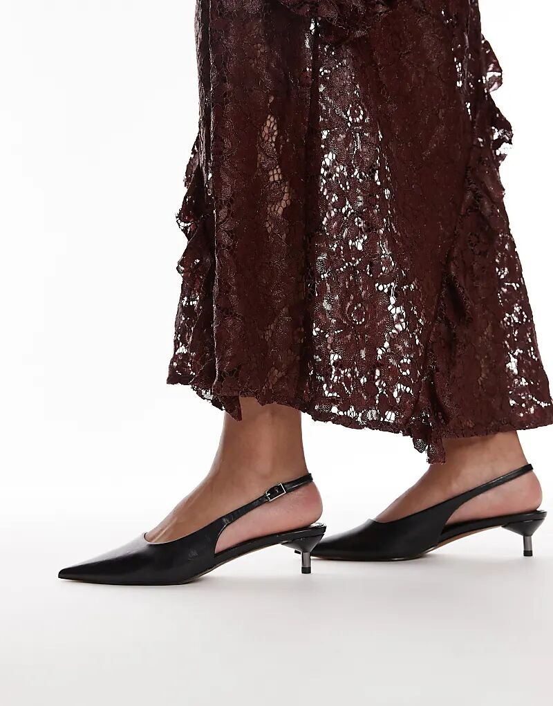 Туфли-лодочки Ellie на среднем каблуке с открытой пяткой черного цвета Topshop — фото 4