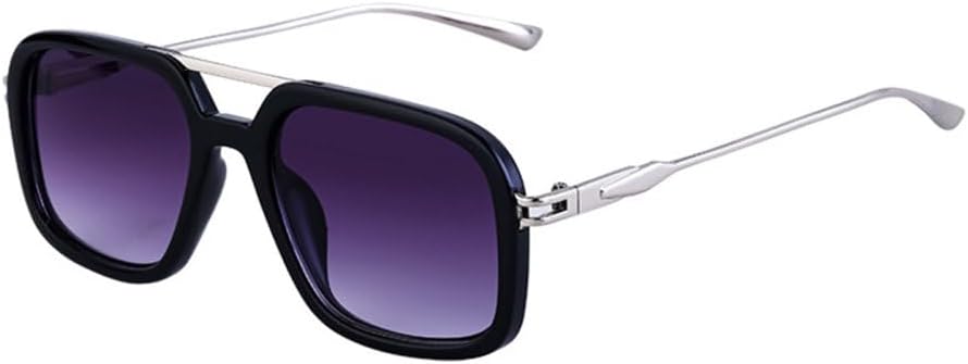 

MUTYNE Модные мужские солнцезащитные очки для вождения с двойной перемычкой, квадратной формы, ретро-эффект, градиентные линзы, защита от УФ-излучения UV400, Black Gray Gradient