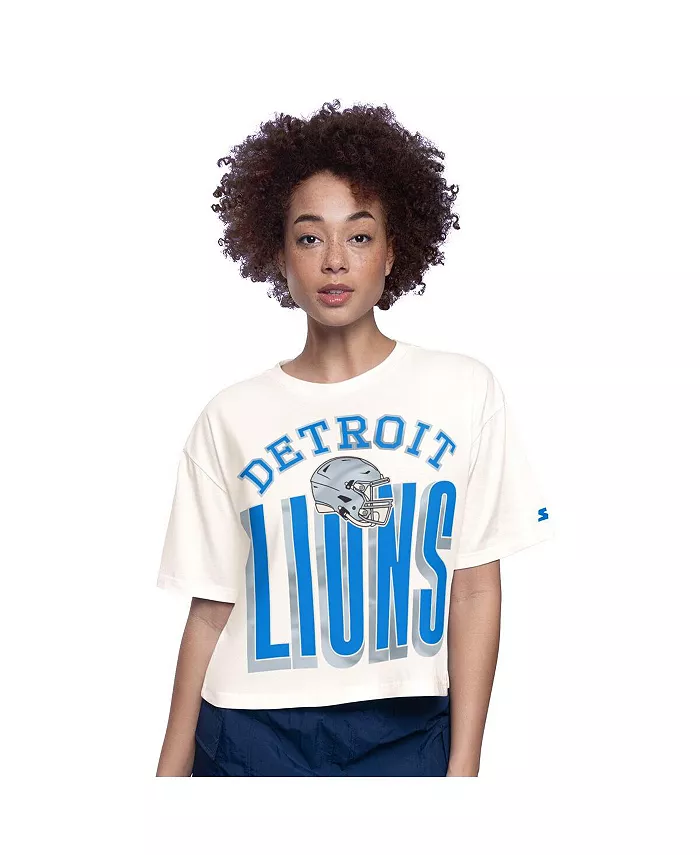 

Женская укороченная свободная футболка Cream Detroit Lions Throwback Play the Ball Starter