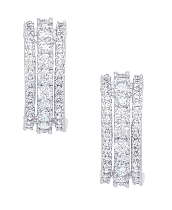 

Серьги-Полукольца из трех рядов кубического циркония с серебряной пластиной Macy'S, silver