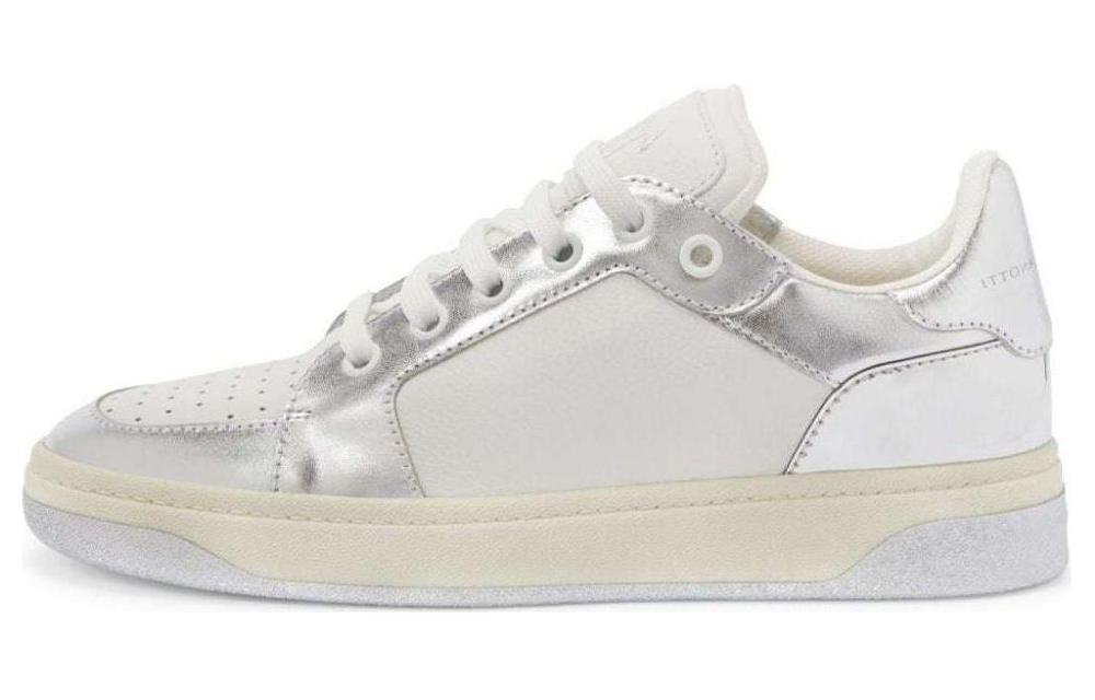 

GZ94 Кроссовки низкие кожаные Giuseppe Zanotti, серебристо-белые